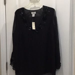 Beautiful black silk blouse new with tags